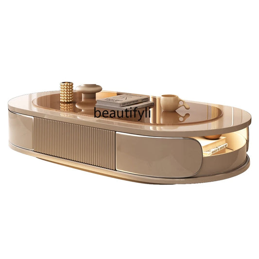 Simple oval drawer table, Creative coffee table ,small home designer high-end tea table