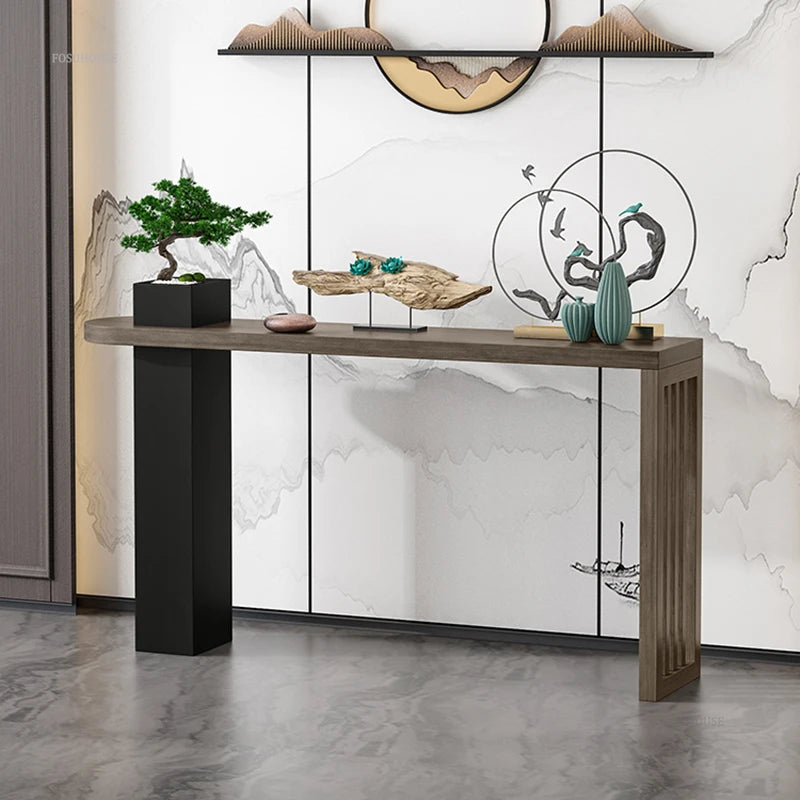 . 
Chinese Solid Wood Console Table, light, luxury, creative, narrow, hallway