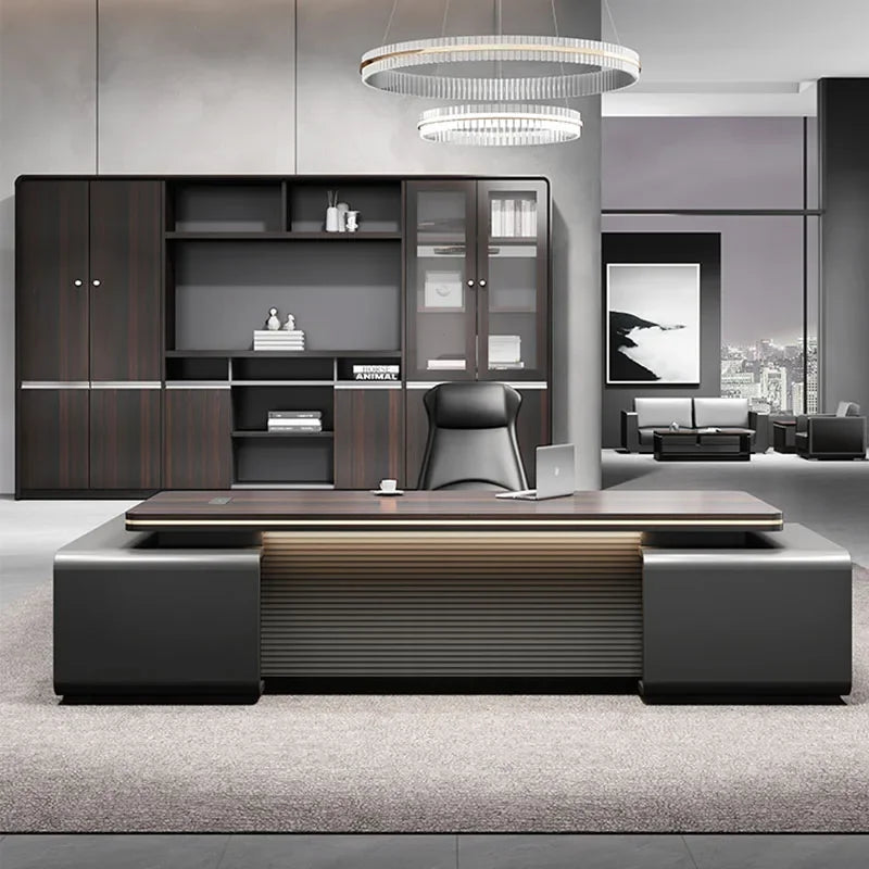 European  Modern Furniture Black wood, Floor Computer Desks corner  storage, standing  drawers,