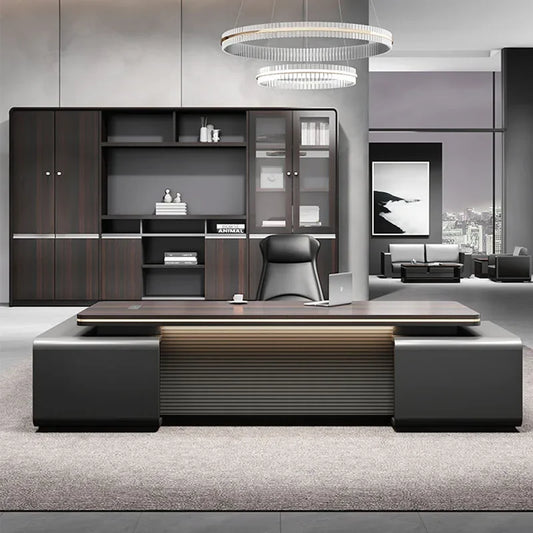 European  Modern Furniture Black wood, Floor Computer Desks corner  storage, standing  drawers,