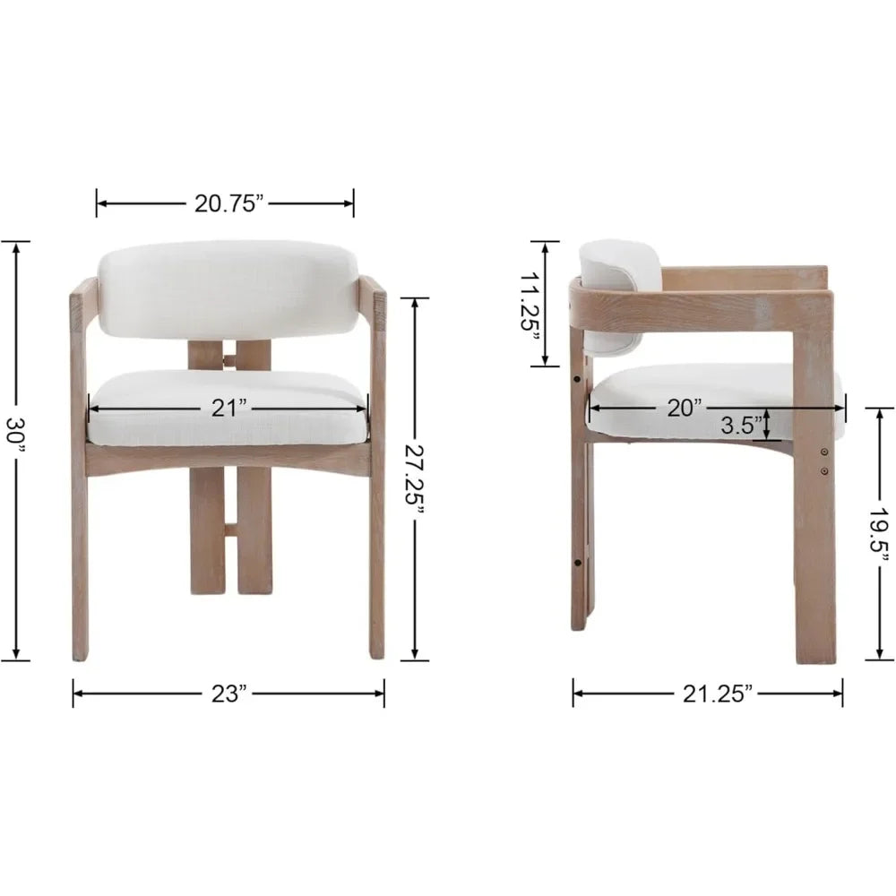 Farmhouse Chairs Set of 4 Upholstered  Wooden Barrel  Chair with Arm