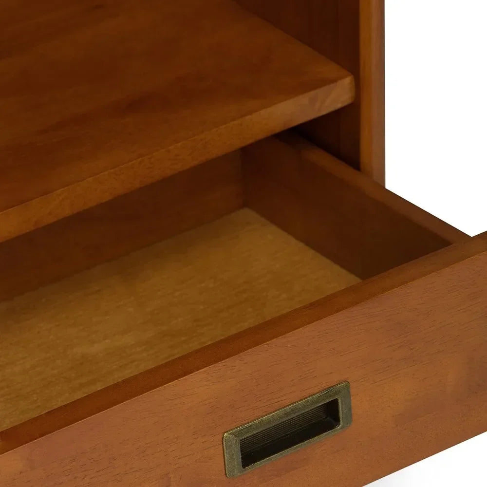 Draper SOLID HARDWOOD Teak Brown Mid Century Wide Bookcase and Storage Unit