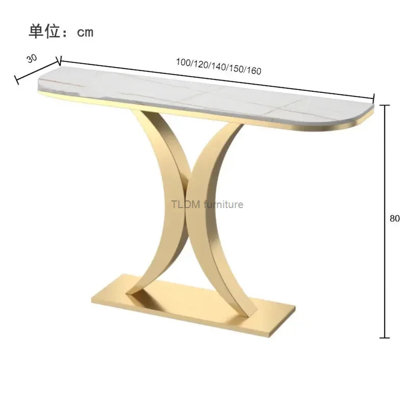 Modern Light Luxury Slate Table Entrance Console  Wrought Iron Against The Wall Hallway Table