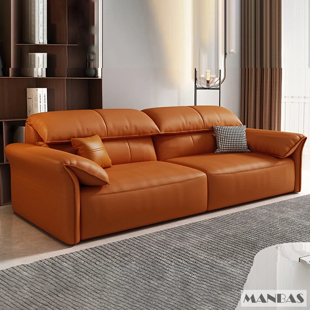 Genuine Leather Sofa  Electric Convertible Recliner – Modern Sectional  Couch with Adjustable Seats and Chaise Lounge