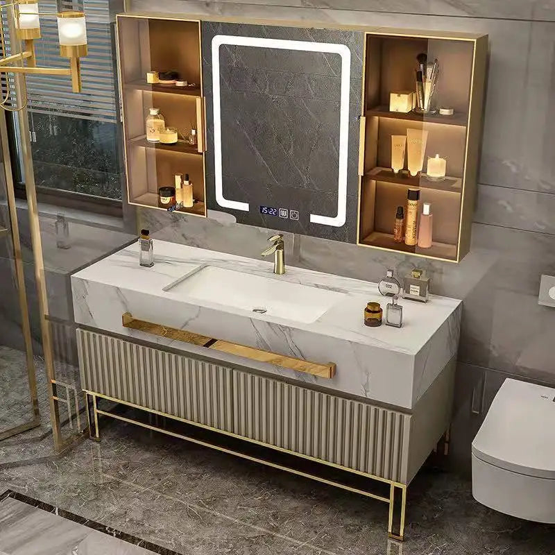 Modern Luxury  Cabinet with Combination Slate Basin  Wall Mount Vanity  with Sink