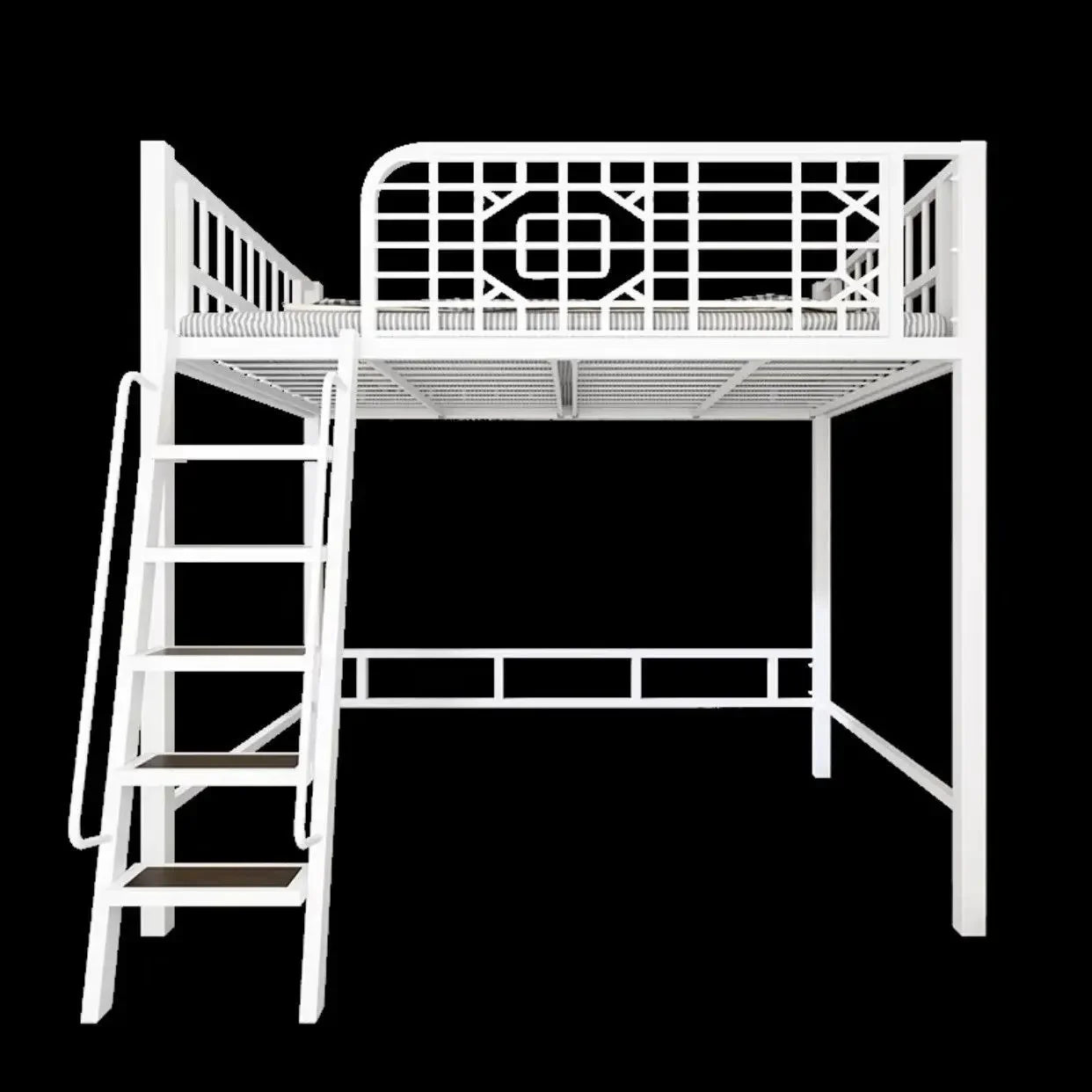 New Chinese-style loft Children's iron bed  frame elevated  upper floor