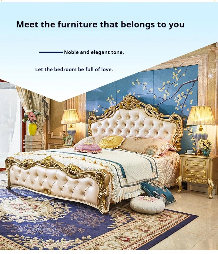 Nordic Letti E Mobile Wooden Large Princess Master Double Villa High Luxury Sleeping  set