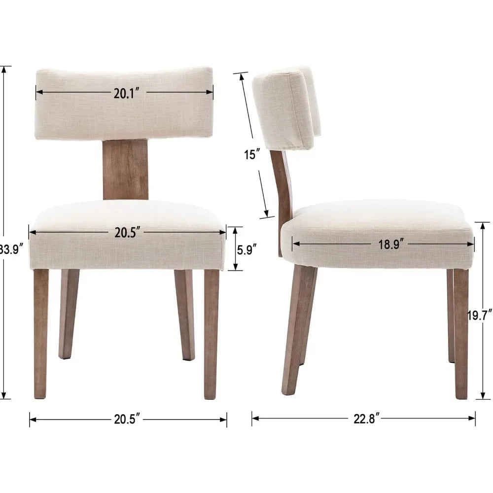 Modern Upholstered Chairs, Set of 4, wood Legs