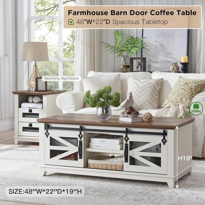 Farmhouse  Coffee , cocktail table with storage, doord