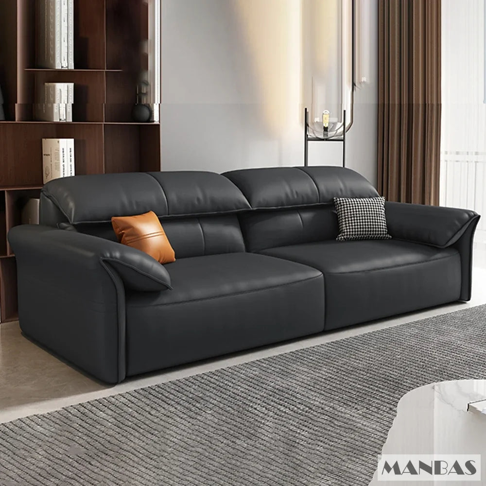 Genuine Leather Sofa  Electric Convertible Recliner – Modern Sectional  Couch with Adjustable Seats and Chaise Lounge