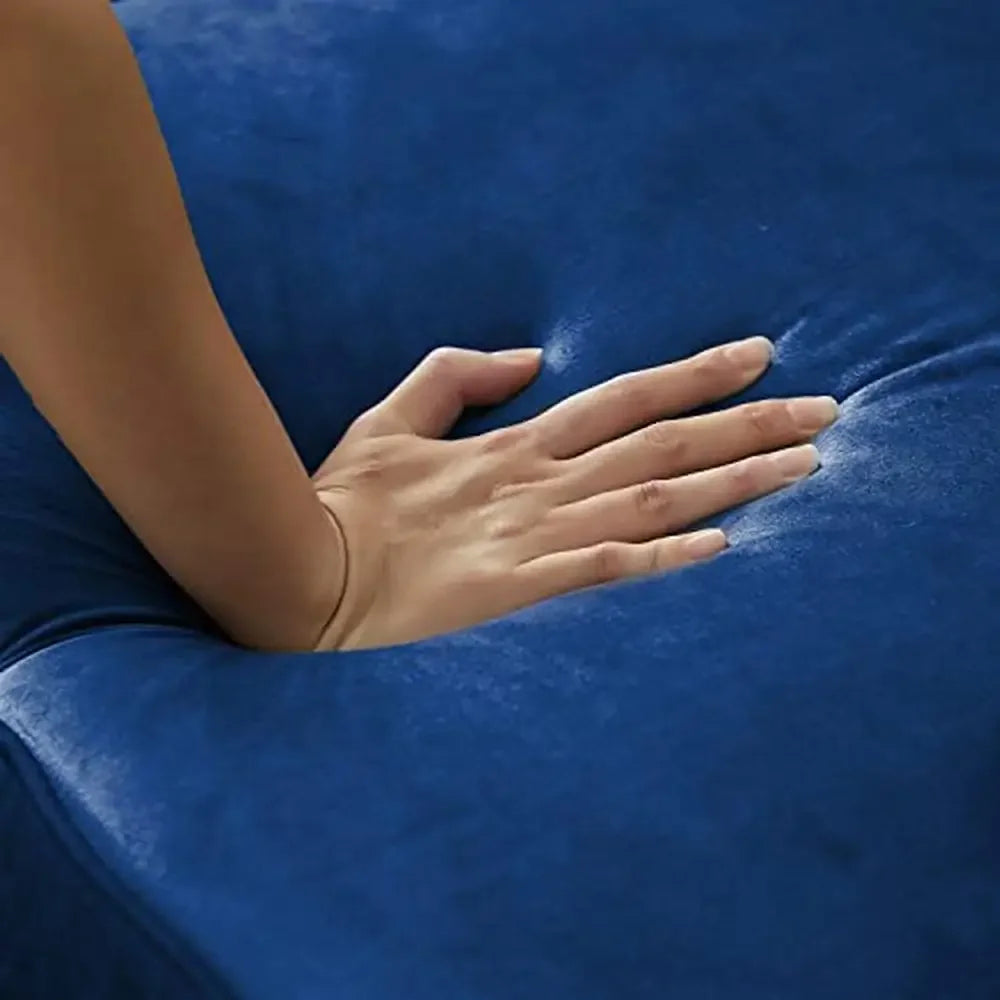 Blue Velvet 2-Piece  Set with Jeweled Buttons  Soft Linen Upholstery Square Arm Sofa and Loveseat