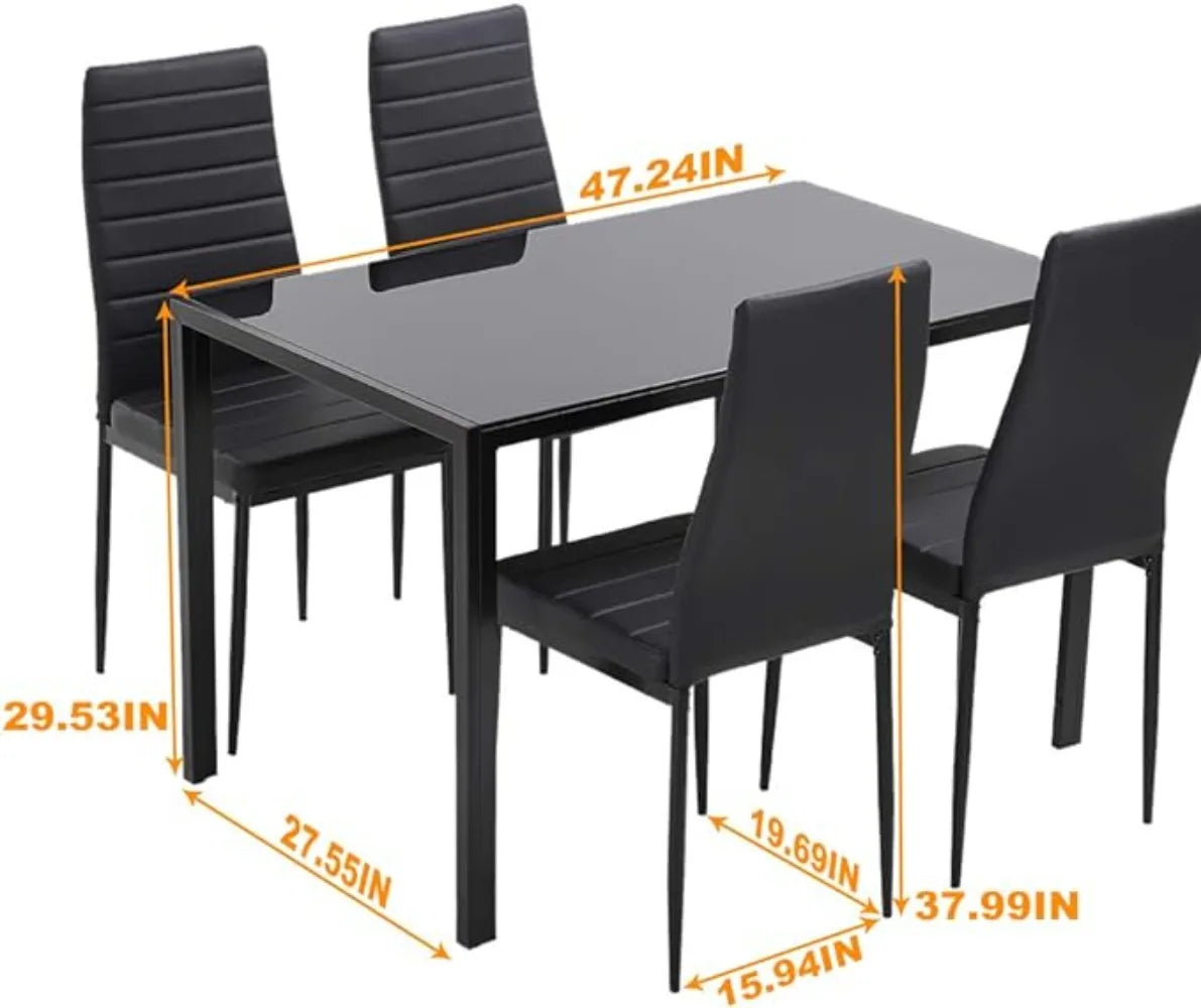 Modern Rectangular Marble Table with 4 Chairs