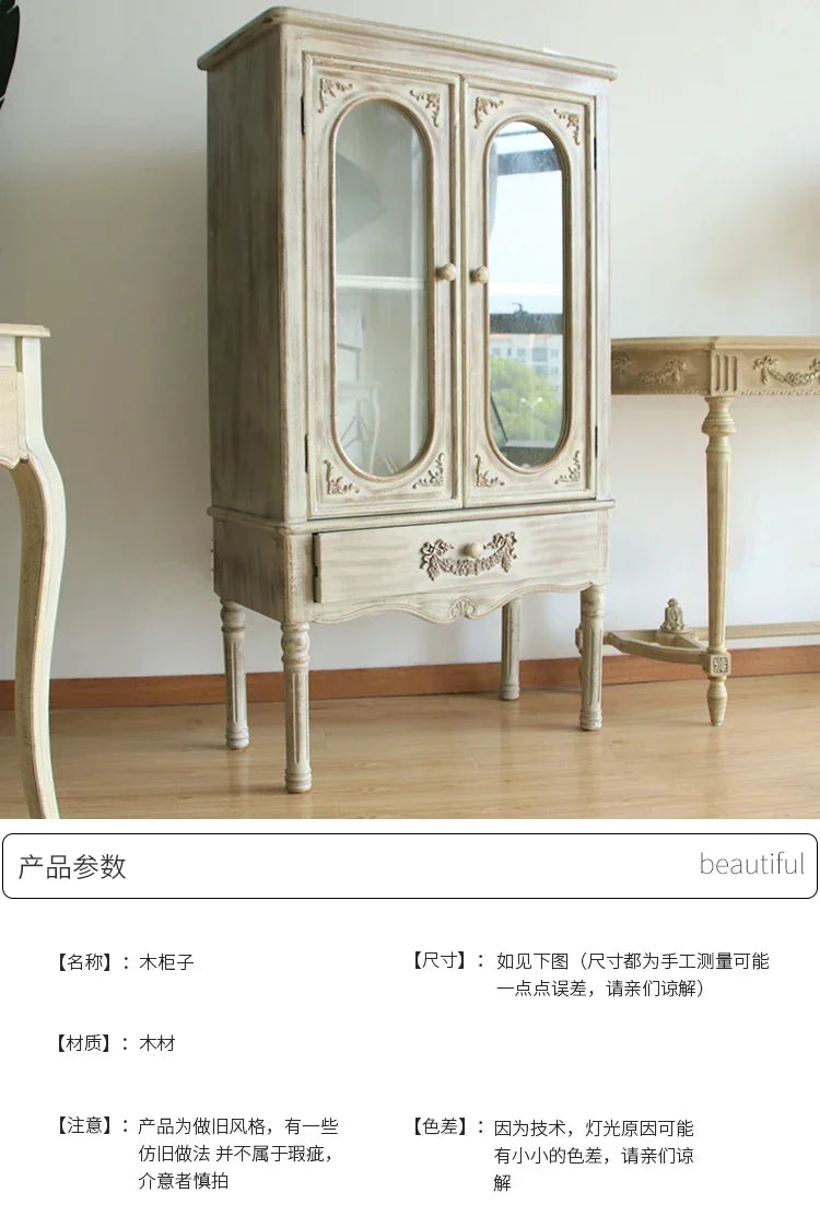 European-Style Retro Bookcase, wooden storage double door display