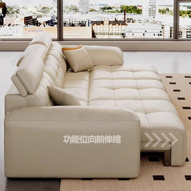 Leather Recliner Dual use electric function Double retractable sleep couch
