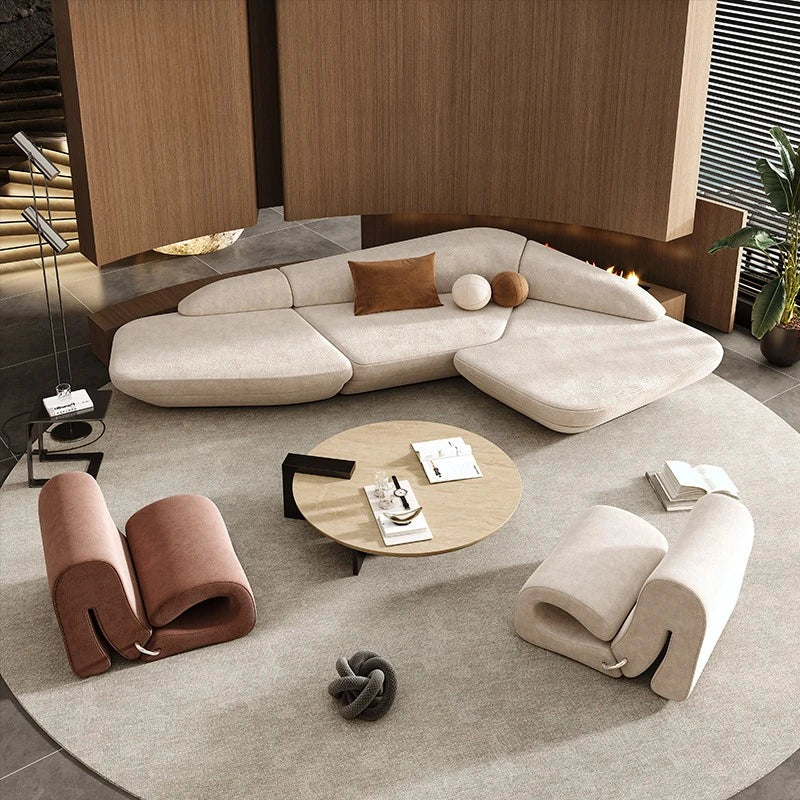 Reception Corner Aesthetics Curved Cute Luxury Leisure Sofa , Office Designer Art
