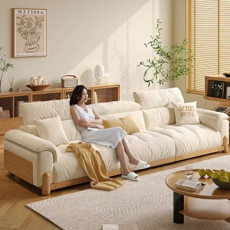 Japanese New Lazy  Simple Square Electric Designer Puffs Modern Solid Wood  Couches