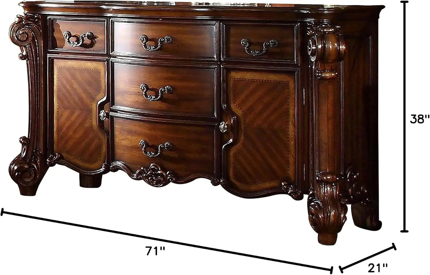 Dresser in Cherry, 5 drawer and vanity desk