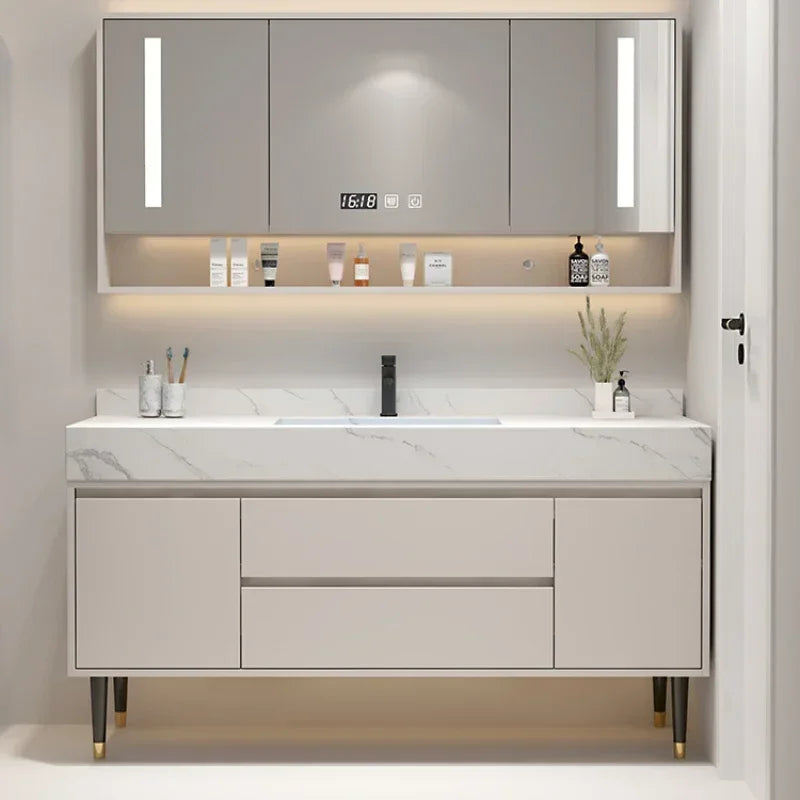 Entrance Make Up Organizer Narrow mirror vanity , washbasin cabinets