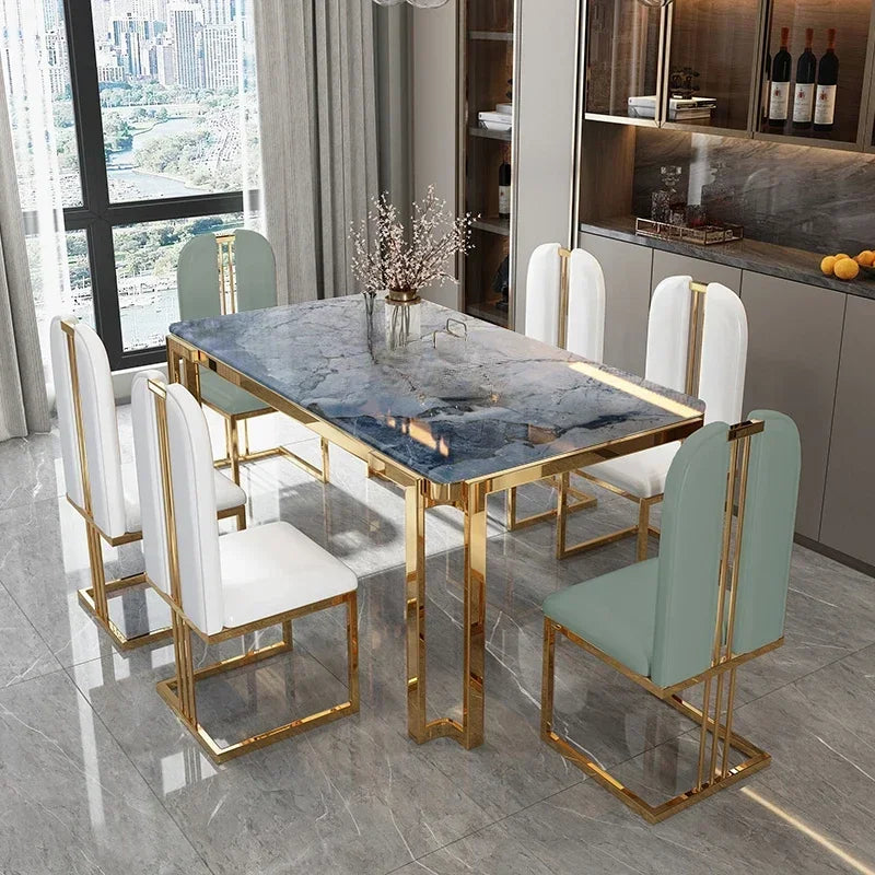 Nordic Unique Luxury Table Chairs Metal  Legs, Modern Rectangular design  .Space Saving