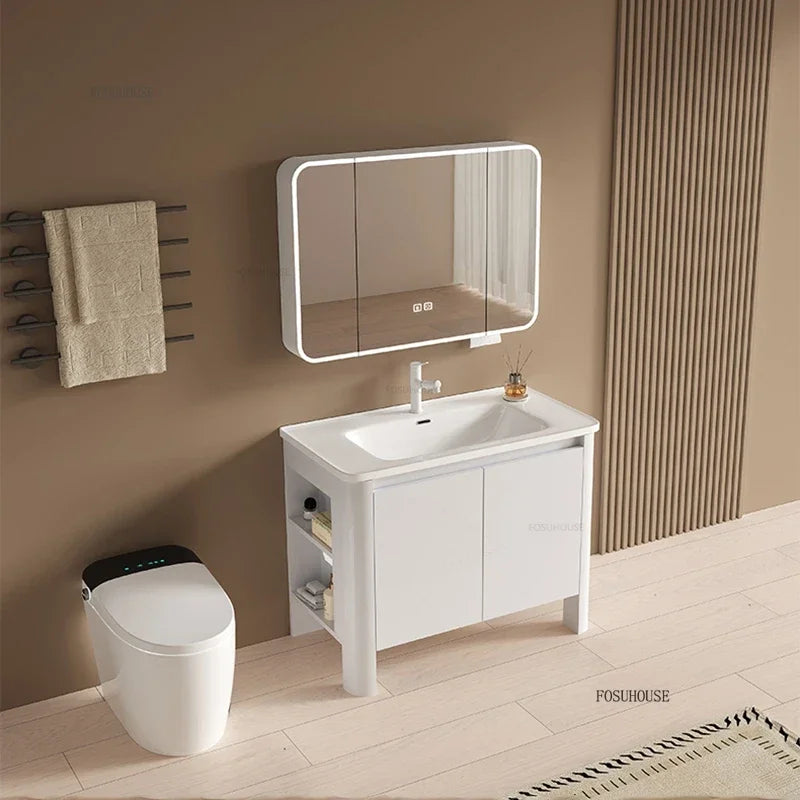 Smart Luxury Round Corner Mirror, Wall-mounted Toilet Storage Cabinet