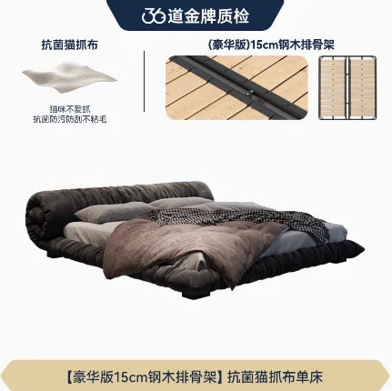 Big Wooden King Size Beds , Duvet  Waterproof, Gray, Luxury Backrest