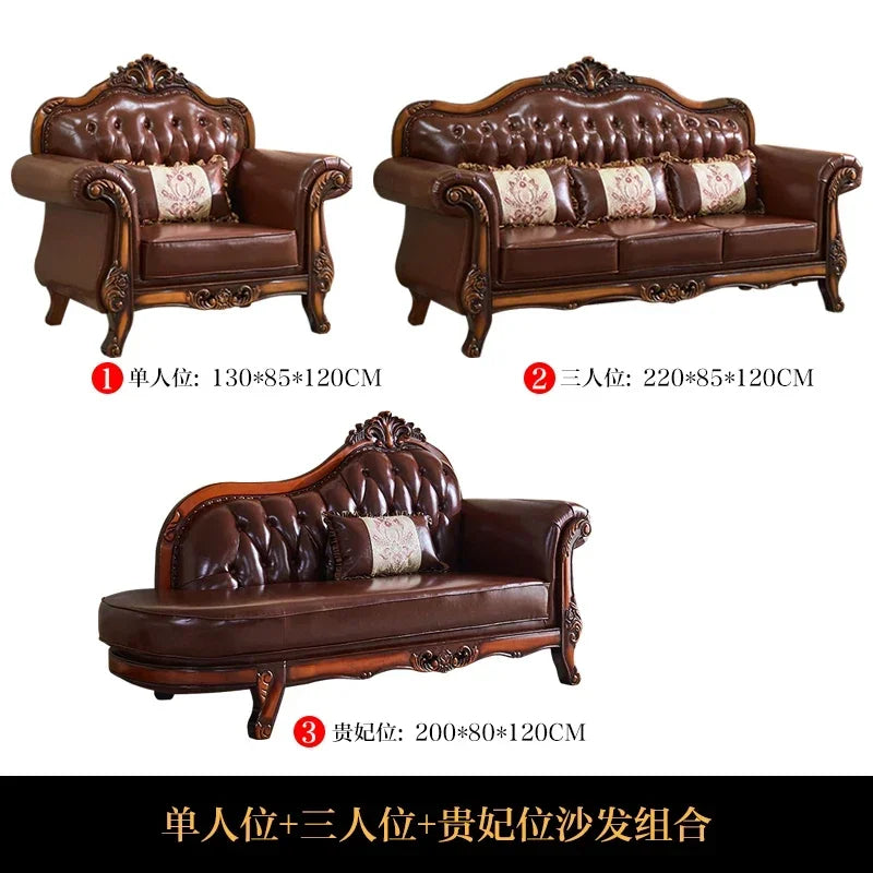 Reception High Back Luxury Vintage Sofas Sectional Soft Leather Designer