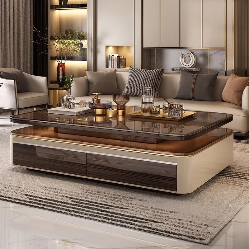 Nordic Modern Villa Luxury Design Glass Low Wooden Tables