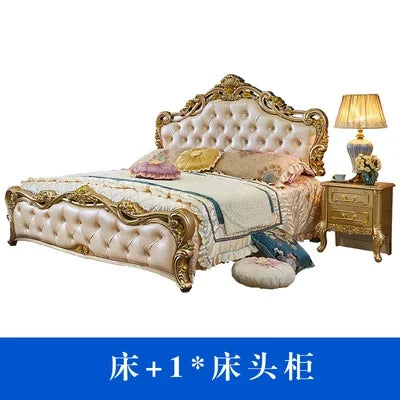 Nordic Letti E Mobile Wooden Large Princess Master Double Villa High Luxury Sleeping  set