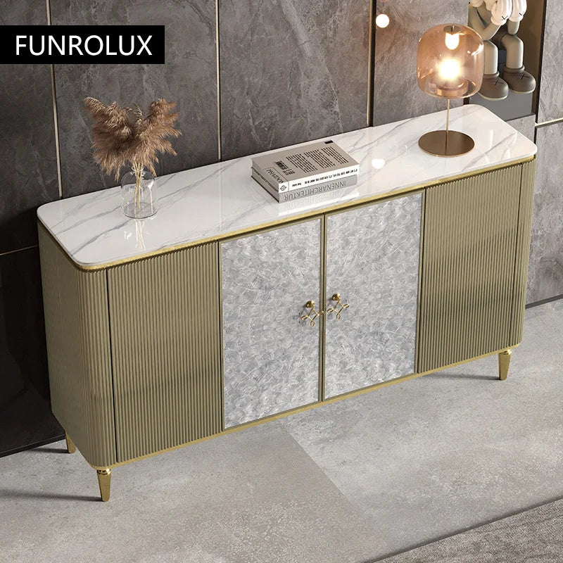 Entryway Cabinet Light Luxury  Sideboard High-End Rock Slab  Storage Cabinet