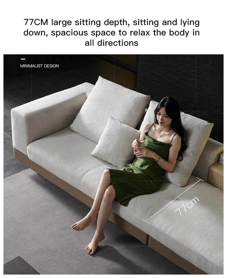 i Minimalist  Italian Sectional Cotton and  Linen Fabric  Large Flat Floor Designer Sofas