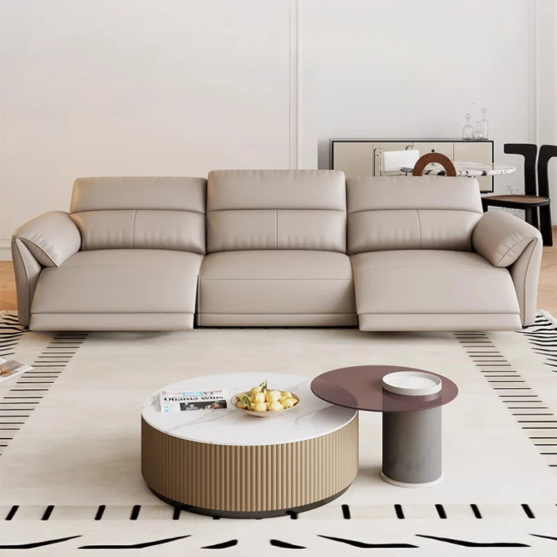 Minimalist Luxury Floor Recliner Sofa Bed modern 3 seater,genuine leather designer