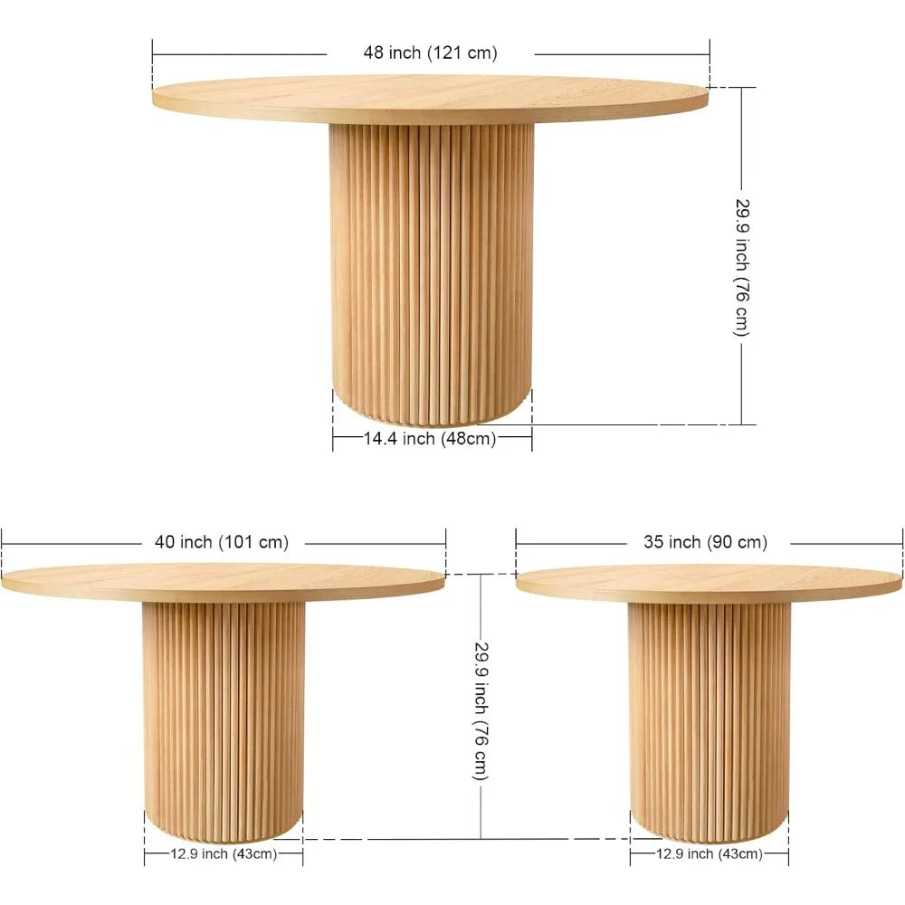 Farmhouse,Round Pedestal Modern Table with Solid wood base