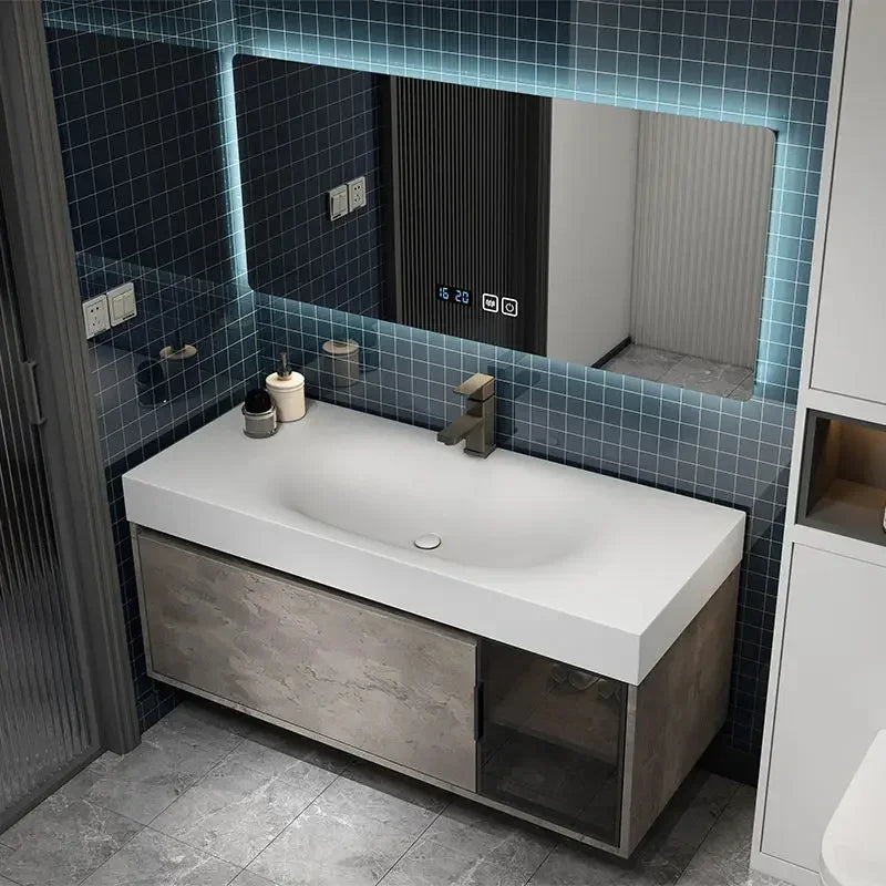 Rock Integrated Washbasin ,  Vanity Cabinets with Sink, Smart Modern mirror cabinet