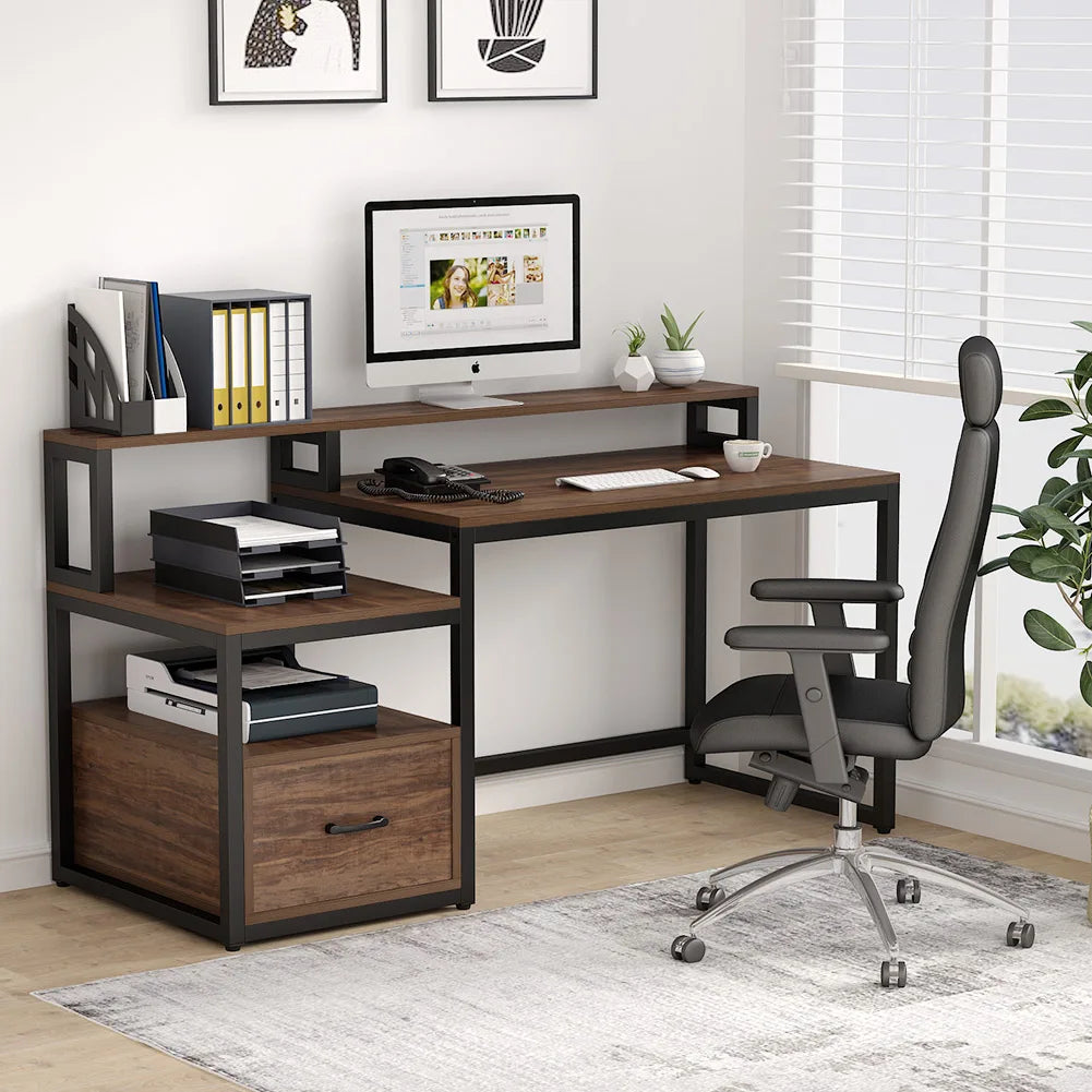 Computer Desk with Shelves, Vintage Table