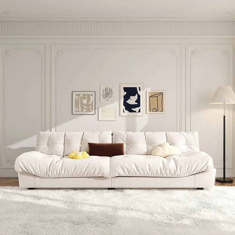 Minimalist Light Luxury Cream Clouds  Straight Comfort Sofa Bed Xxl