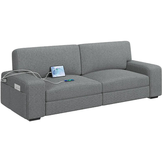 Modern  2 Seater Sofa with USB Charging Ports & Side Storage Pockets