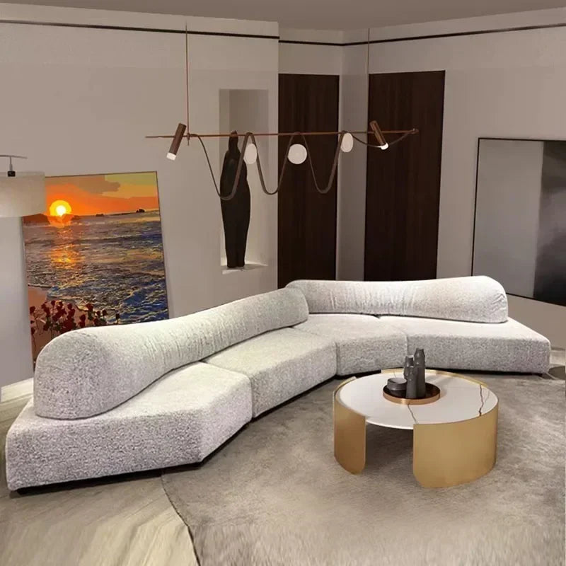 Nordic Apartment Luxury  Simple White modern Designer Sofas, Lazy Floor Loveseat