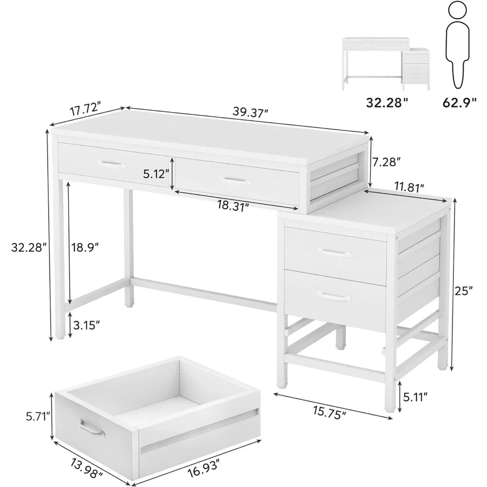 Computer Desk with Stand, Industrial PC Desk