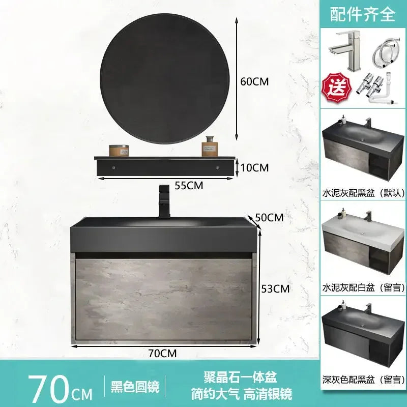 Rock Integrated Washbasin ,  Vanity Cabinets with Sink, Smart Modern mirror cabinet