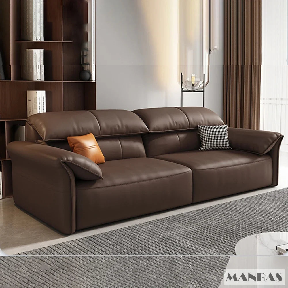 Genuine Leather Sofa  Electric Convertible Recliner – Modern Sectional  Couch with Adjustable Seats and Chaise Lounge