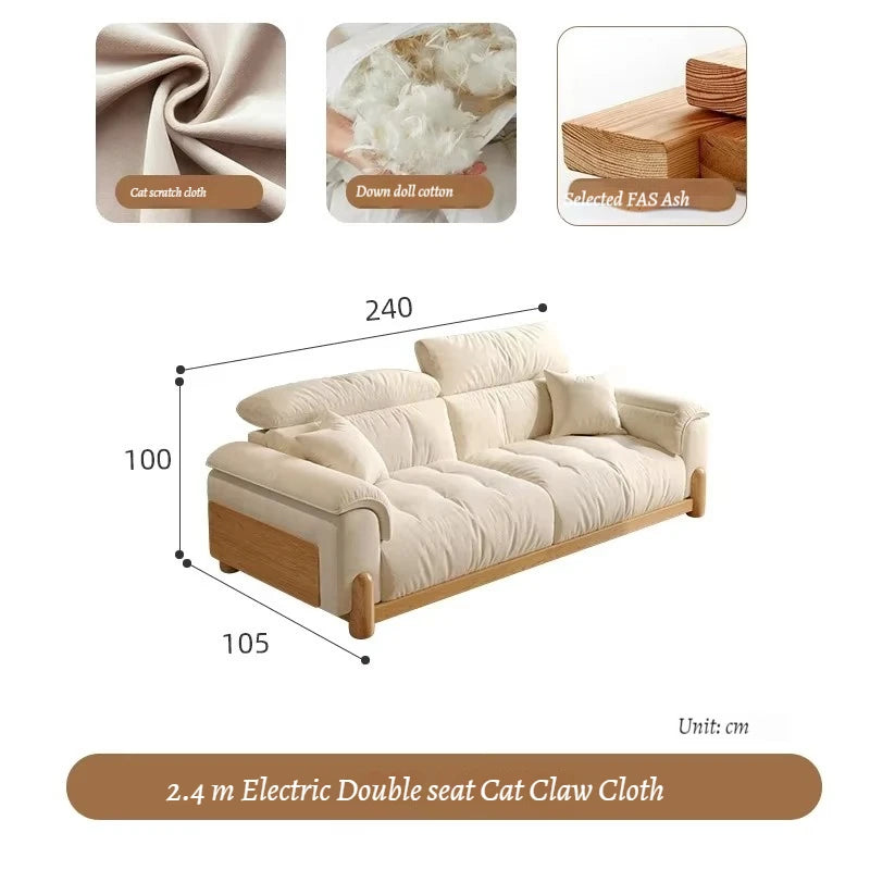 Japanese New Lazy  Simple Square Electric Designer Puffs Modern Solid Wood  Couches