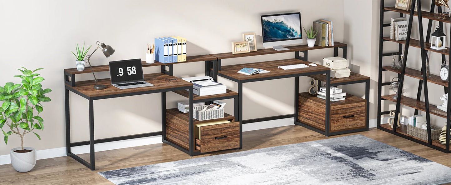 Computer Desk with Shelves, Vintage Table