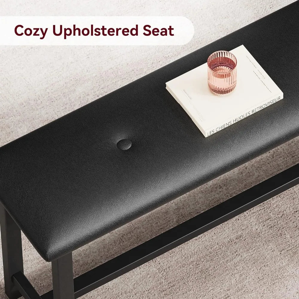 Rectangular  Table Set for 4,  2 Upholstered Benches