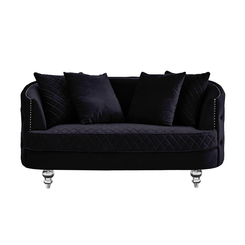 Velvet Upholstered  Three Seater Sectional ,Modern Style Button Tufted Sofa, loveseat and Armchair