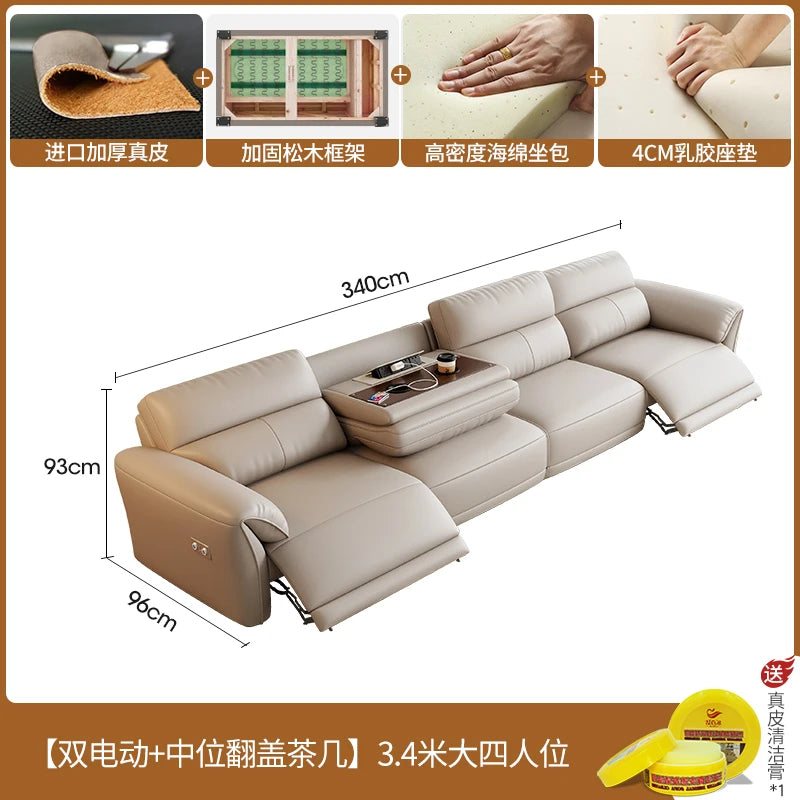 Minimalist Luxury Floor Recliner Sofa Bed modern 3 seater,genuine leather designer