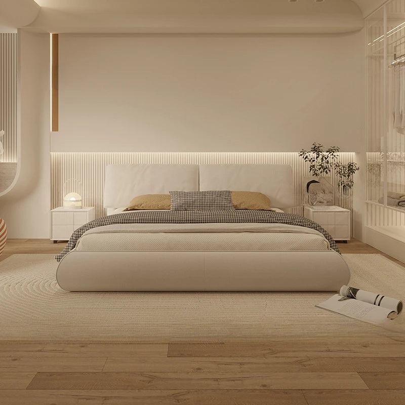 Nordic White Designer Luxury Wood Modern Full Size Sleeping Bed