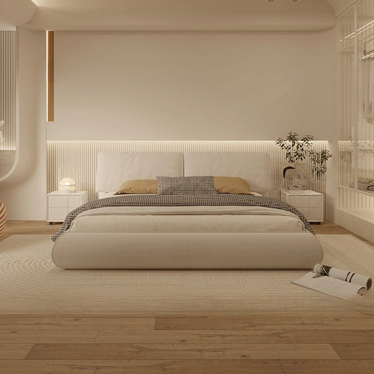 Nordic White Designer Luxury Wood Modern Full Size Sleeping Bed