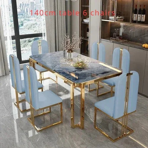 Nordic Unique Luxury Table Chairs Metal  Legs, Modern Rectangular design  .Space Saving