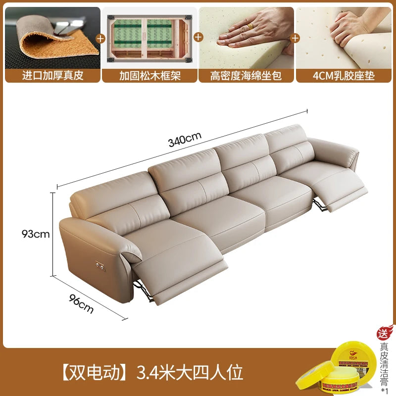 Minimalist Luxury Floor Recliner Sofa Bed modern 3 seater,genuine leather designer