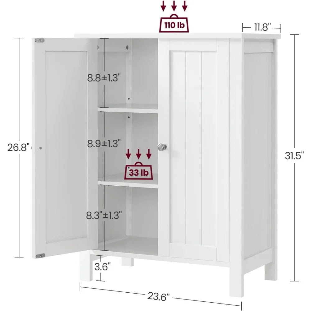 Floor Storage Cabinet w/ 2  Shelves,